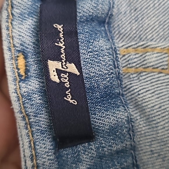 7 for all Mankind Ankle Skinny jeans The Sequin Destroy in Light Blue Size 26 - Picture 13 of 14